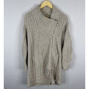 Aran Sweater Market Irish Wool Cardigan Women’s L Cable Knit Zip